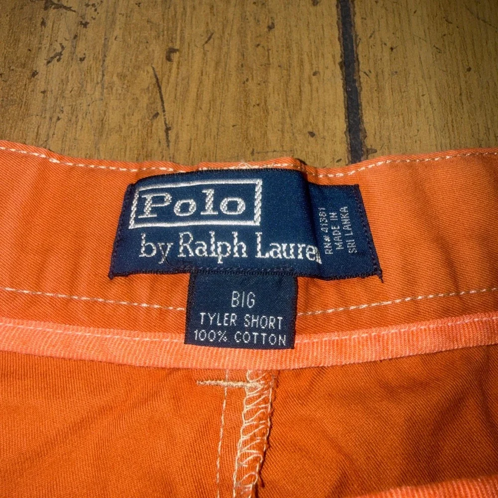 Polo Ralph Lauren Mens Big Tyler Shorts Orange Cotton Pleated Chino‎ Size 54B